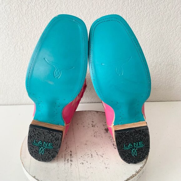 Lane SARATOGA Square Toe Womens Cowboy Boots 11 Hot Pink Western Cowgirl Tall - Picture 9 of 12